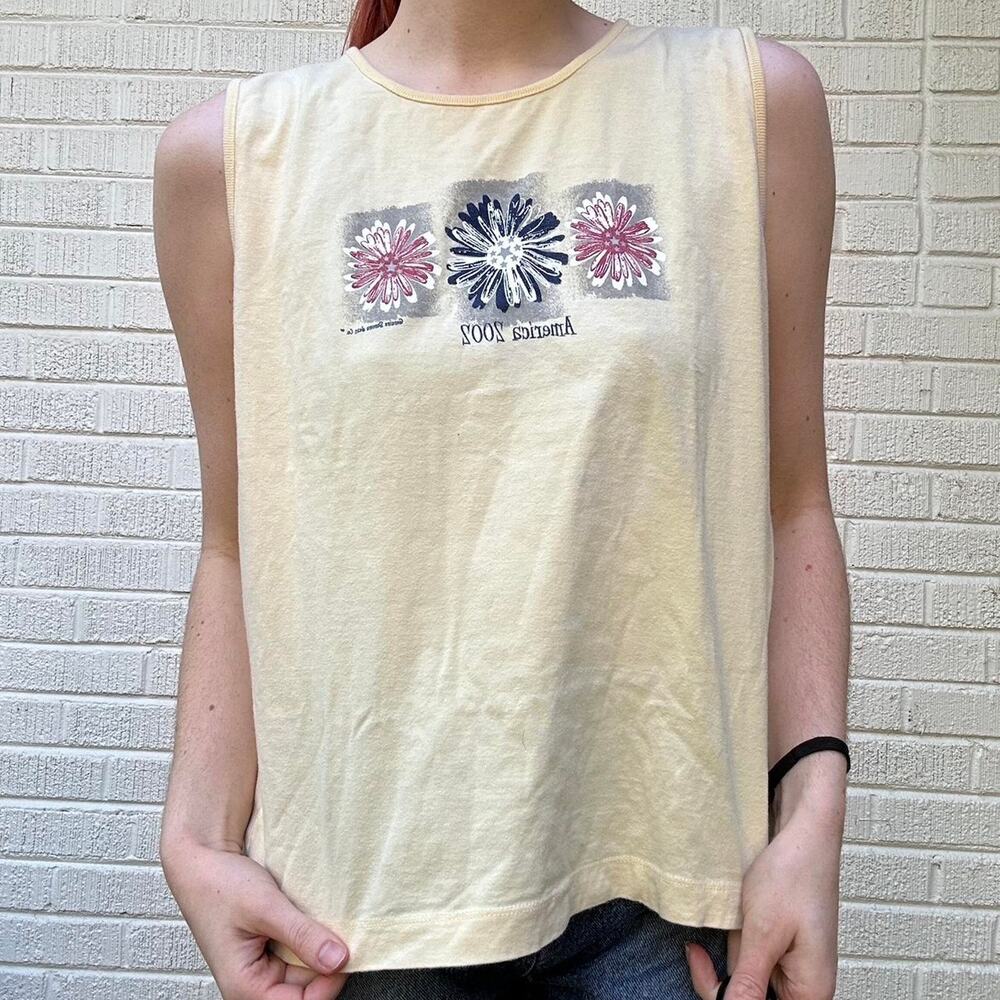 Sonoma Vintage Y2K 2002 Yellow American Graphic Tank